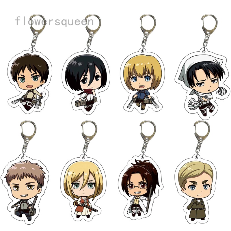 flowersqueen Móc Khóa Bằng Acrylic Họa Tiết Hoạt Hình Attack on Titan