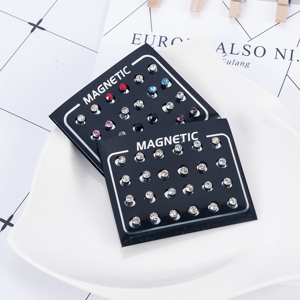 Set 12 Đôi Bông Tai Đính Đá 4mm