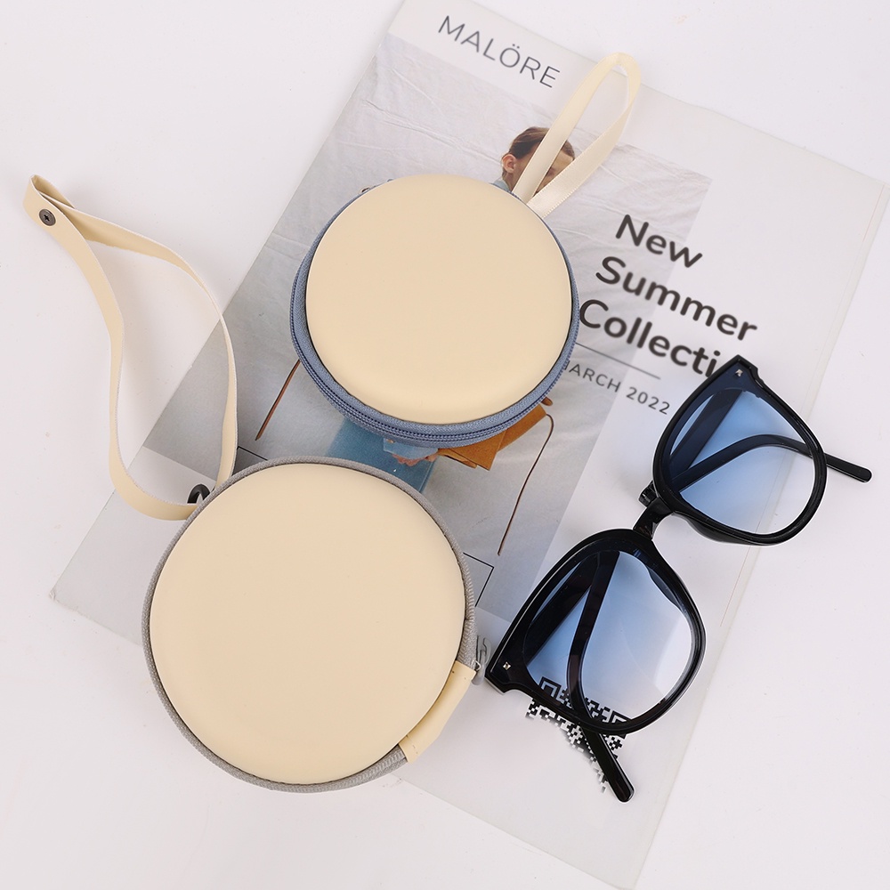 Hộp Đựng Mắt Kính Hình Tròn Có Khóa Kéo Dạng Gập Tiện Dụng