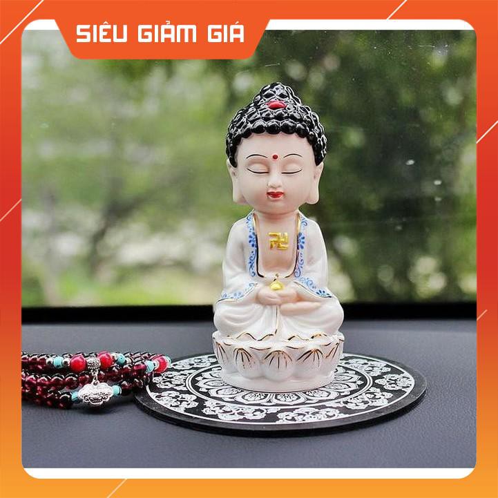 KHUYẾN MÃI LỚN Tượng Phật Ngự Thiền Hoa Sen Trắng Gốm Trắng