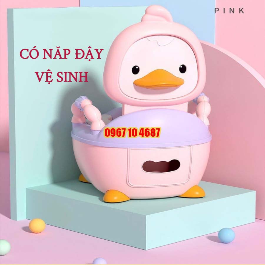 Bô vệ sinh cho bé vịt con CAYABE có đệm ngồi êm ái, tay vịn an toàn, bô ngồi toilet cho bé