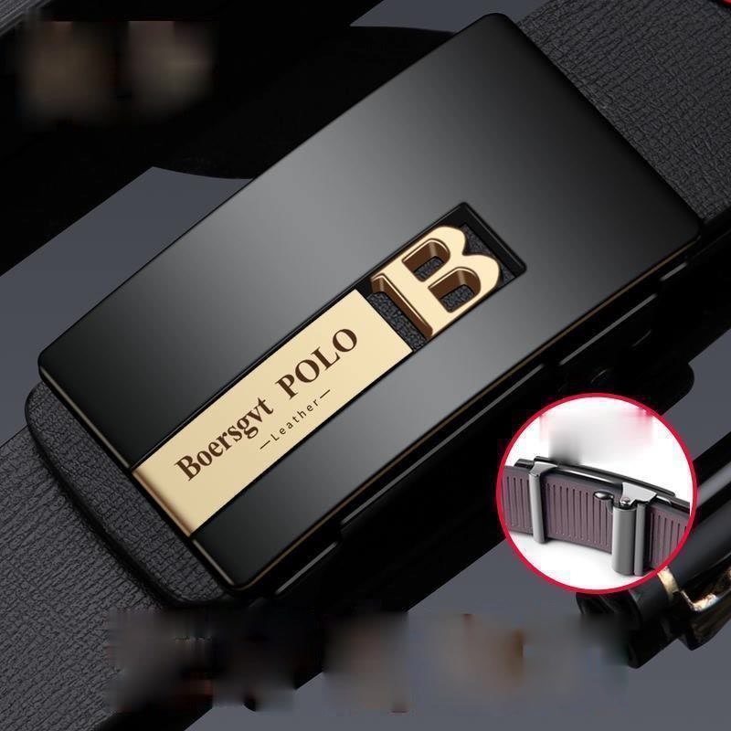 Thắt Lưng Nam doanh nhân POLO LT 01 da thật khóa mạ titan dây bóng, bền, đẹp màu vàng, đen rộng 33mm