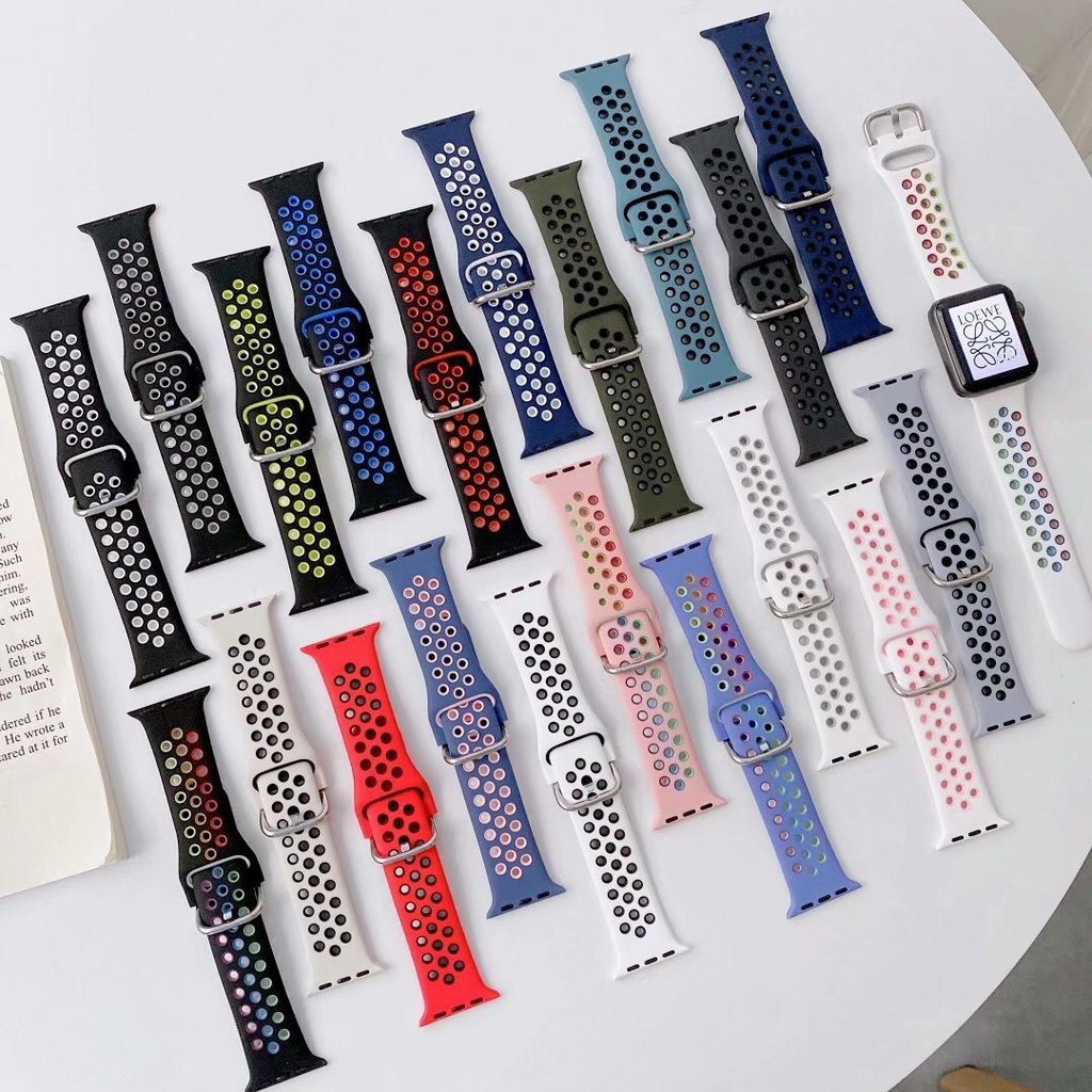 Dây Đeo Bằng Silicone Mềm Thoáng Khí Cho iWatch 49mm 45mm 44mm 4 87654321 Se