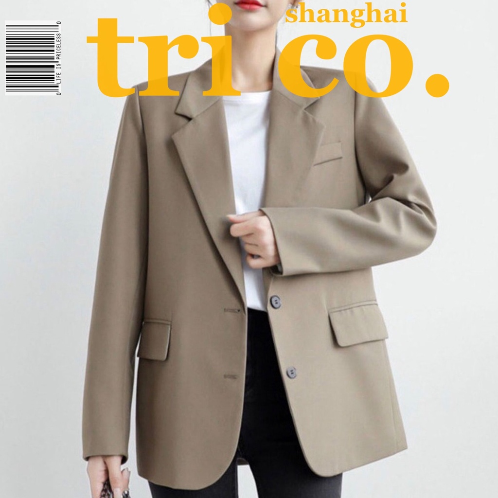 Áo Khoác blazer Mỏng Dáng Rộng Màu Đen Phong Cách Anh Quốc Thời Trang Xuân Thu  Dành Cho Nữ