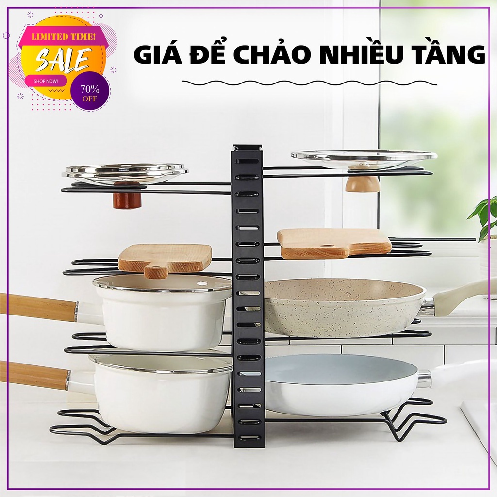 Kệ Để Vung Nồi Và Dao Thớt, Giá Để Chảo Đa Năng 4 Ngăn Nhà Bếp