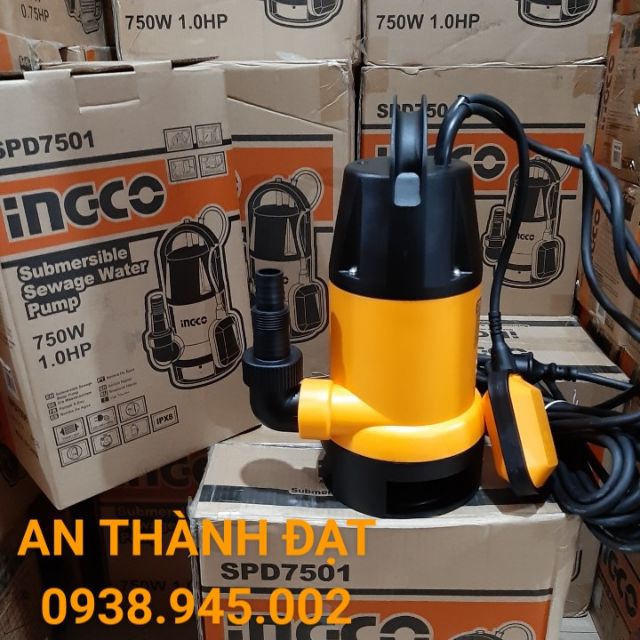 MÁY BƠM CHÌM NƯỚC THẢI 1HP INGCO MODEL: SPD7501