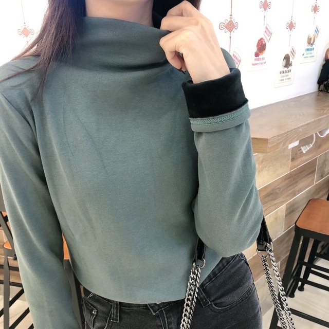 Áo nỉ cổ leo lót lông giữ nhiệt HÀNG CÓ SẴN
