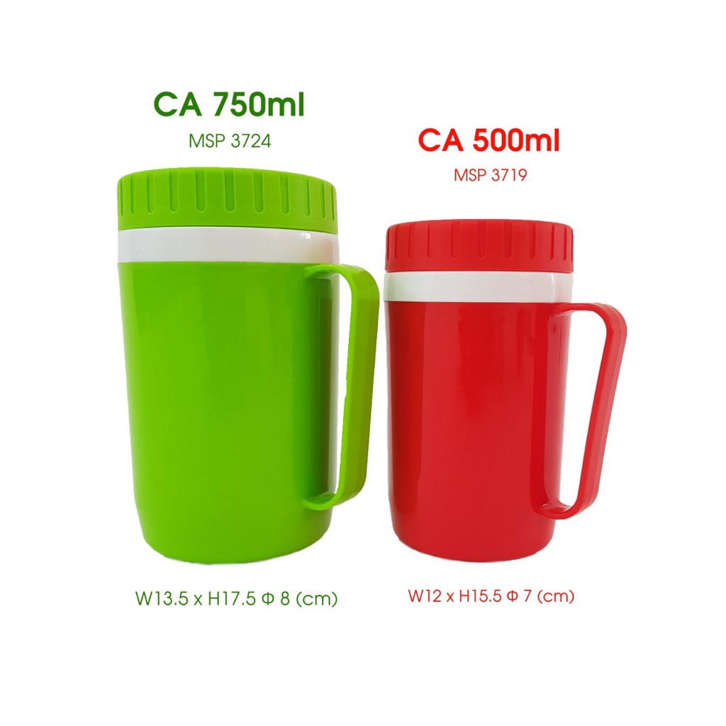 ca giữ nhiệt, ca ủ cháo 500ml nhựa Vĩnh Hưng-giữ nóng, giữ lạnh tốt-Đủ các màu