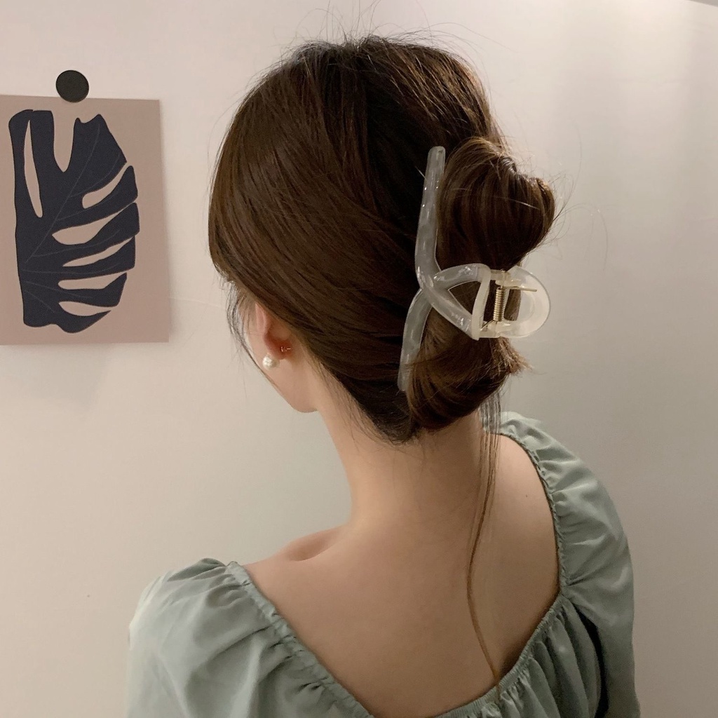 Kẹp Tóc Càng Cua Lưng Cá Mập Bằng Acrylic Phong Cách Hàn Quốc Cổ Điển Dành Cho Nữ