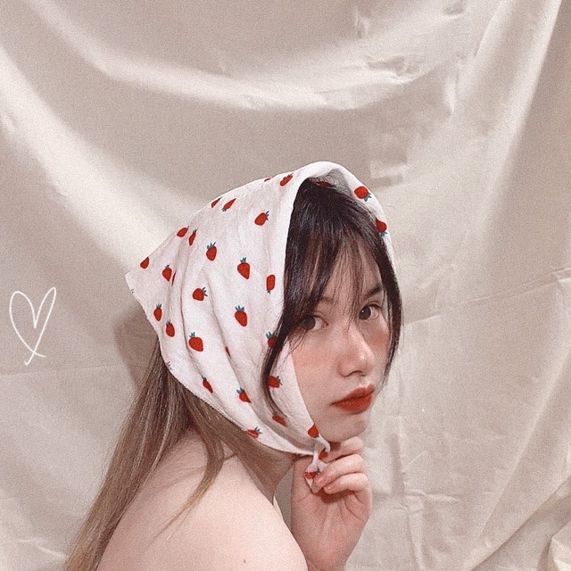 [BÁN SỈ] Khăn Bandana handmade hoạ tiết dâu cherry💖Khăn turban đa năng nhiều màu 💝 TIEMMAYKEOKEO 50x50cm SIÊU NHIỀU MẪU