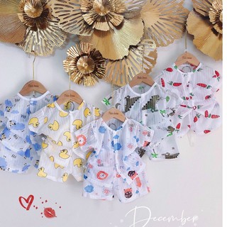 Combo 5 bộ cotton giấy cộc tay cho bé, khuya giữa, hàng đẹp 3-13kg - BO1-COMBO5