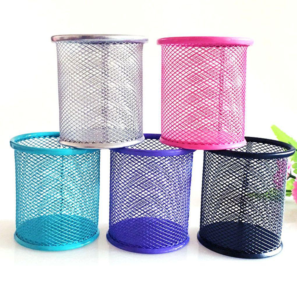 Giá Đỡ Bút Bằng Lưới Kim Loại Hình Trụ Tiện Dụng Cho Văn Phòng