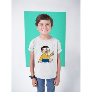 Áo thun trẻ em cotton in hình Nobita ngồi - cao cấp