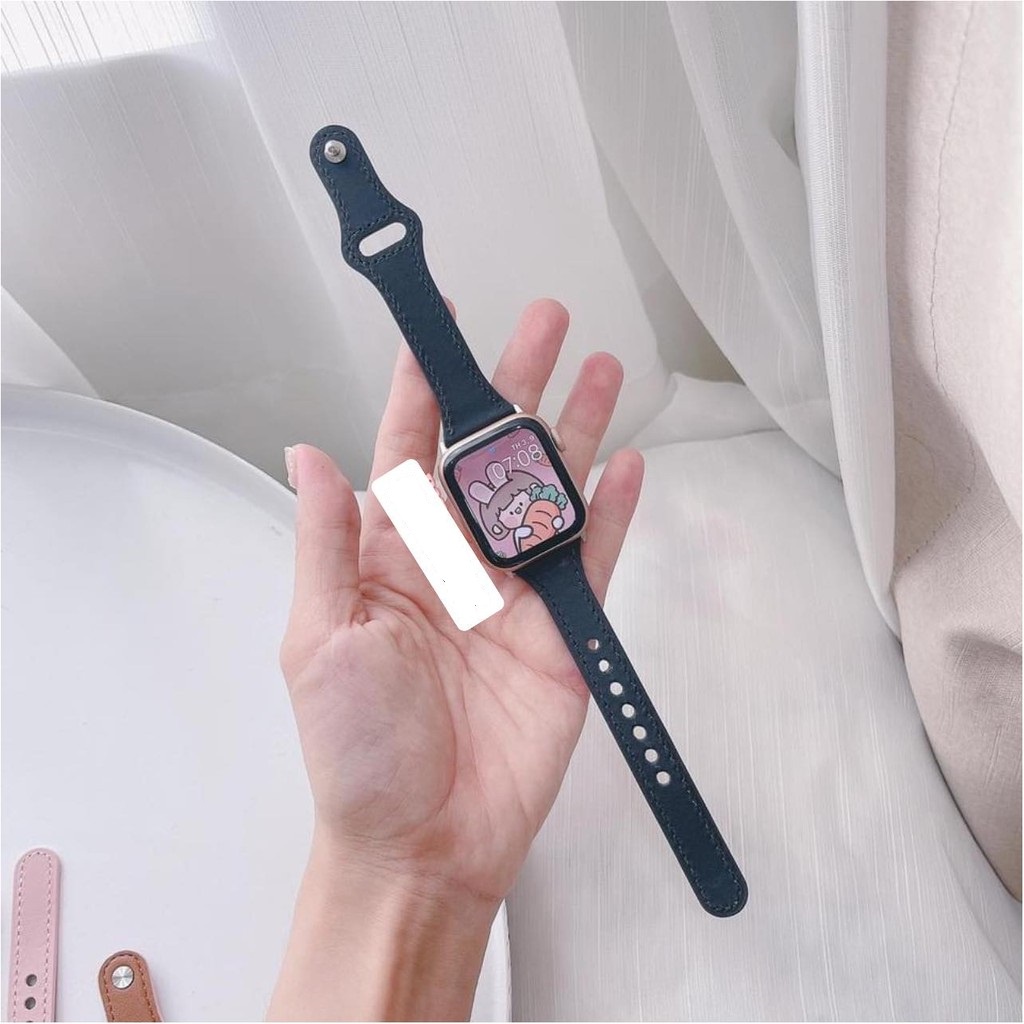 Dây da Apple watch bản nhỏ khóa gài cho nữ full series từ 7/6/5/4/3/2 kích thước 38/40 mm 42/44mm