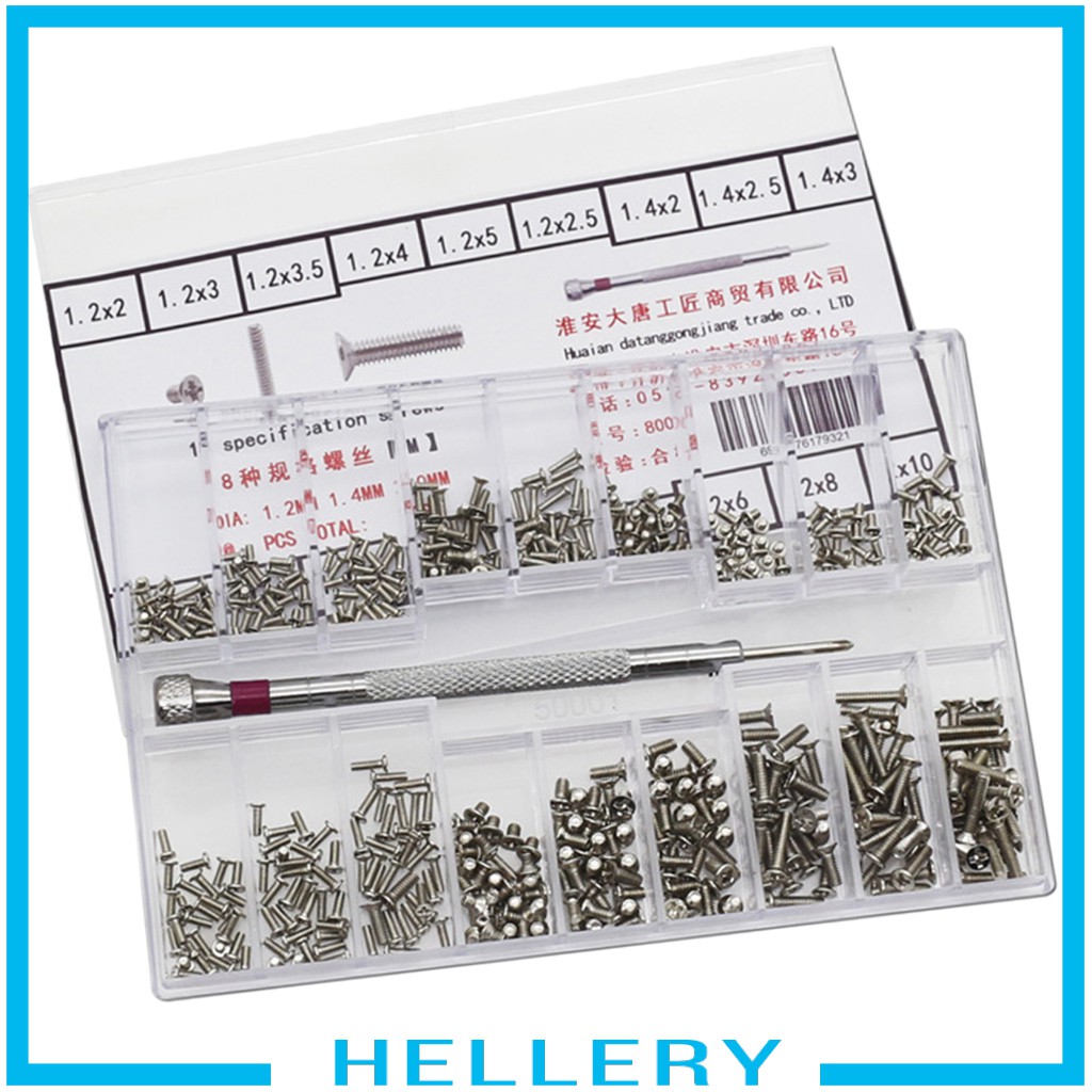 Set 500 Ốc Vít 18 Loại 1.2-2.0mm Thay Thế Cho Đồng Hồ Đeo Tay