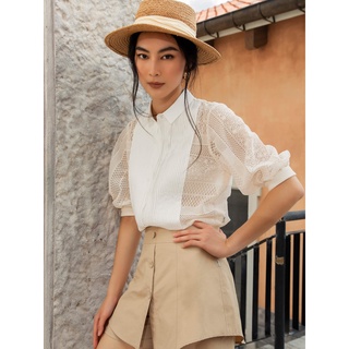 ÁO SƠ MI REN MÍ LY PHỐI TRƯỚC NGỰC D.CHIC MS: 1811569