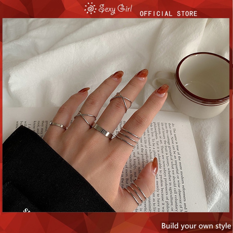 Bộ 6 Nhẫn Đeo Tay Thiết Kế Đơn Giản Sang Trọng Cho Nữ