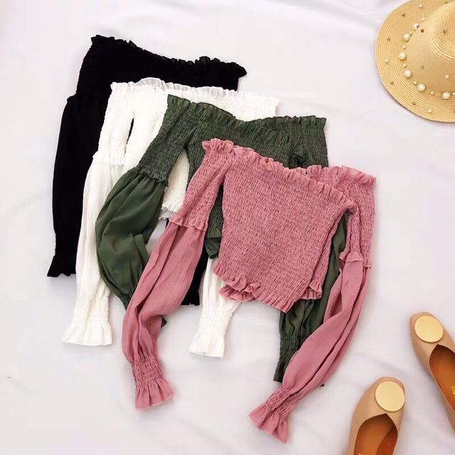 Áo voan bo nhúng vạt chéo croptop siêu đẹp HÌNH THẬT TRẢI SÀN SHOP TỰ CHỤP