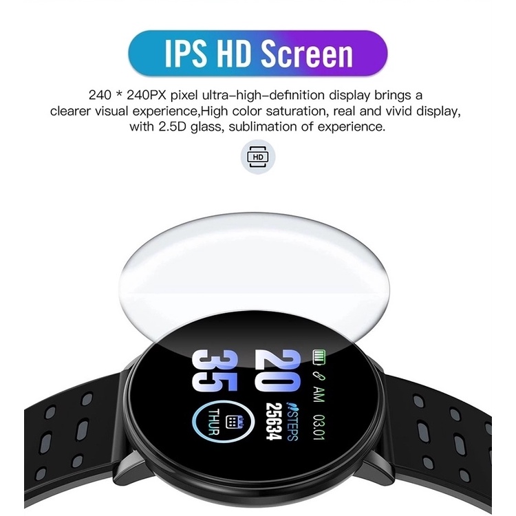 Đồng Hồ Thông Minh Bluetooth Aolon 119Plus Theo Dõi Sức Khỏe Và Huyết Áp Thiết Kế Mặt Tròn Chống Thấm Nước Cho Nam Nữ