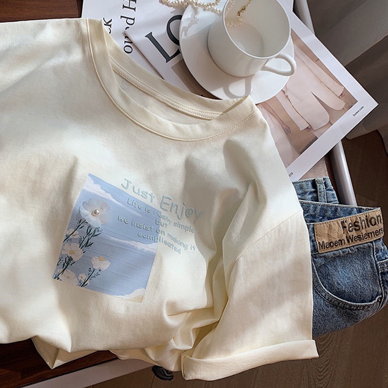 Áo Thun Tay Ngắn In Họa Tiết Dễ Thương Thời Trang Mùa Hè Cho Nữ