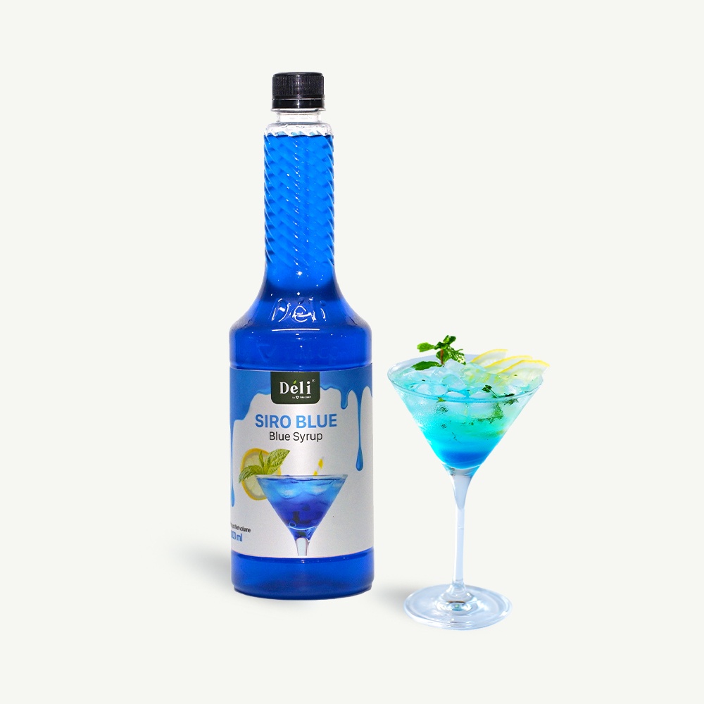 Siro Blue cao cấp Déli chai 1 Lít [ CHUYÊN SỈ ] HSD : 12 THÁNG .Chuyên dùng trong pha chế trà , soda , cocktail ,...