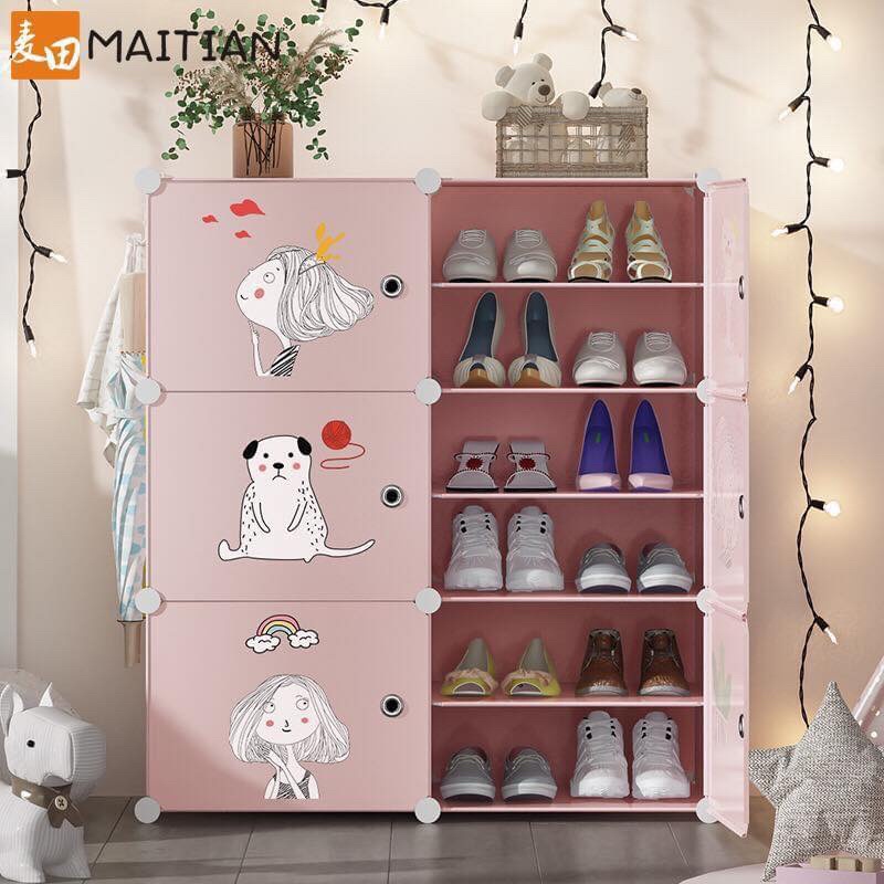 Kệ Tủ nhựa để giầy dép kiểu mới 6 ô 12 ngăn kèm 2 kệ góc để đồ. Để 24 đôi