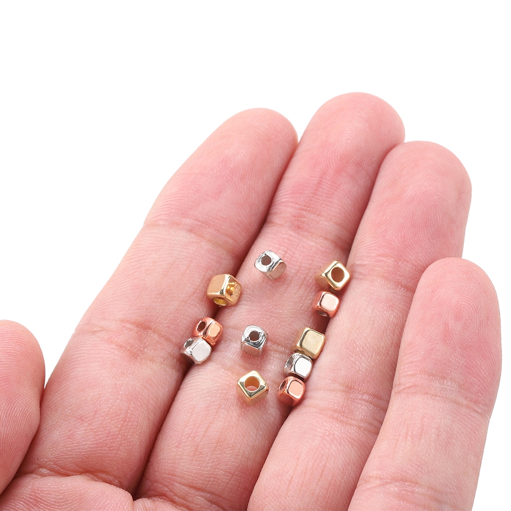 Bộ 300 - 500 hạt vuông bằng nhựa đục lỗ xỏ dây làm vòng đệm trang sức thủ công