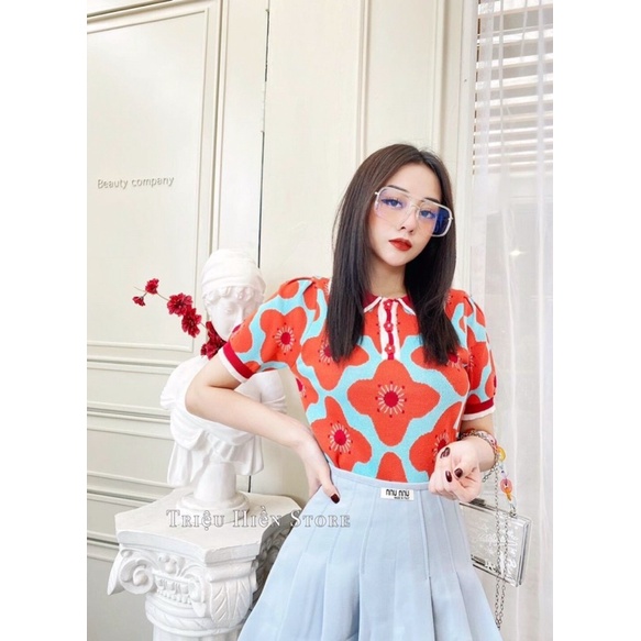 ÁO LEN CỘC TAY MÀU HOA CAM