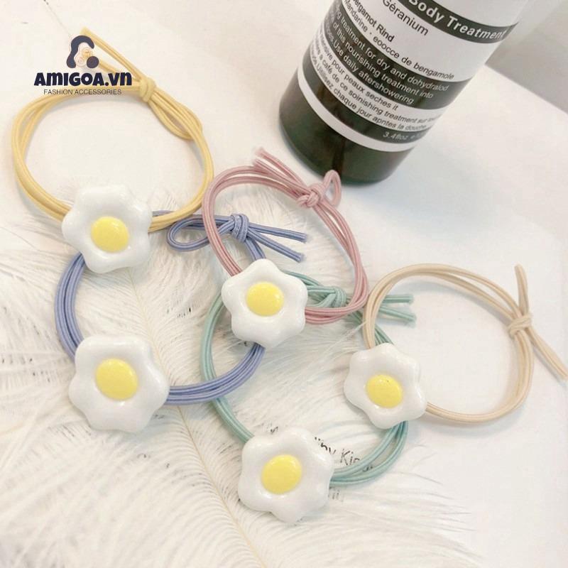 Dây Cột Tóc Cao Su Hình Quả Trứng Ghép Hình Dễ Thương
