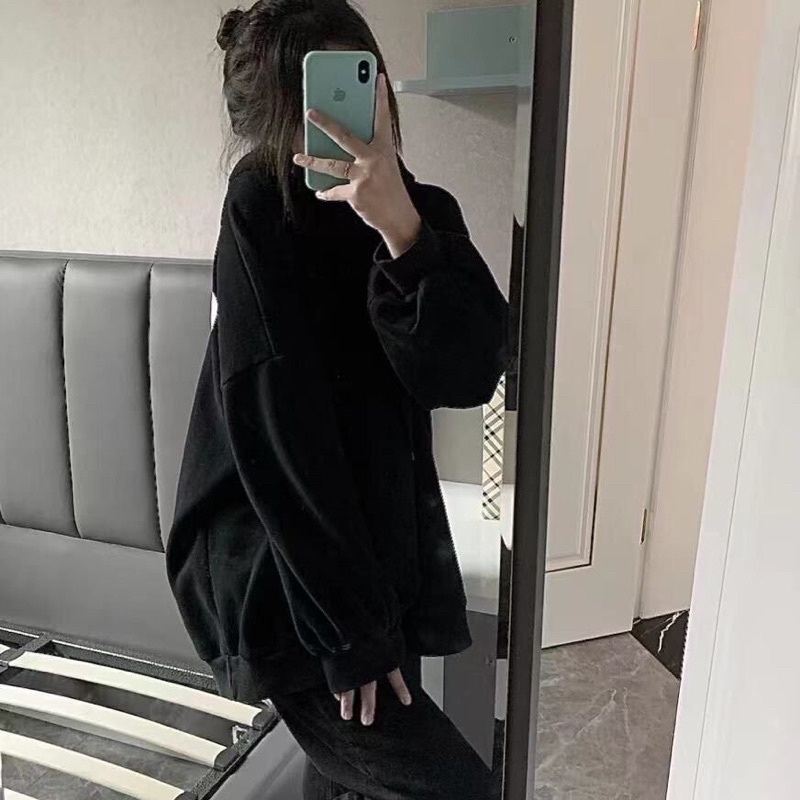 Áo hoodie lót nỉ nam nữ màu đen basic siêu hot in chữ GREAT TO sau lưng hàng loại 1 siêu dày