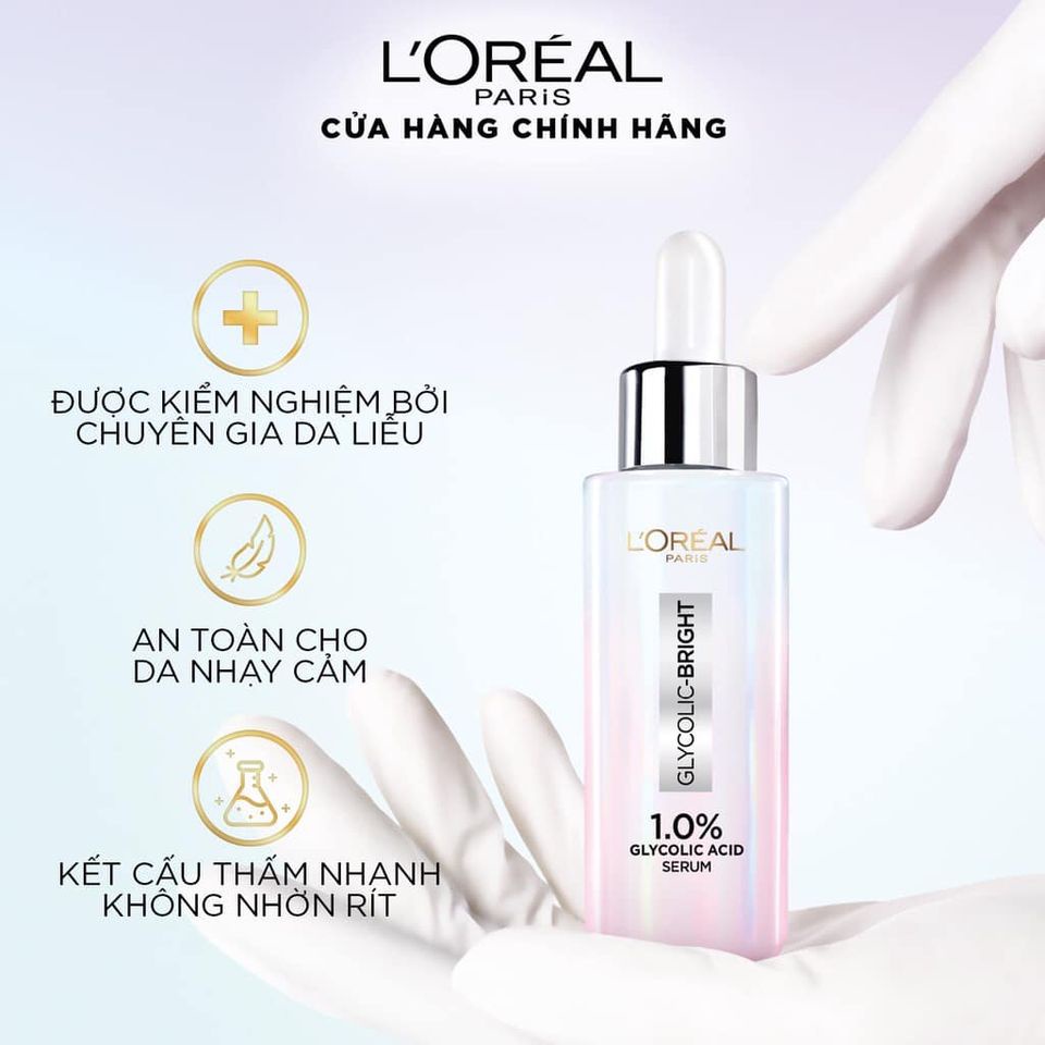 Serum L'Oreal Paris Glycolic Bright sáng da tức thì 1.0% Glycolic Acid 30ml