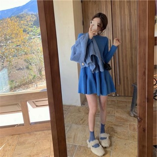 Đầm len xanh Coban - hàng order Taobao