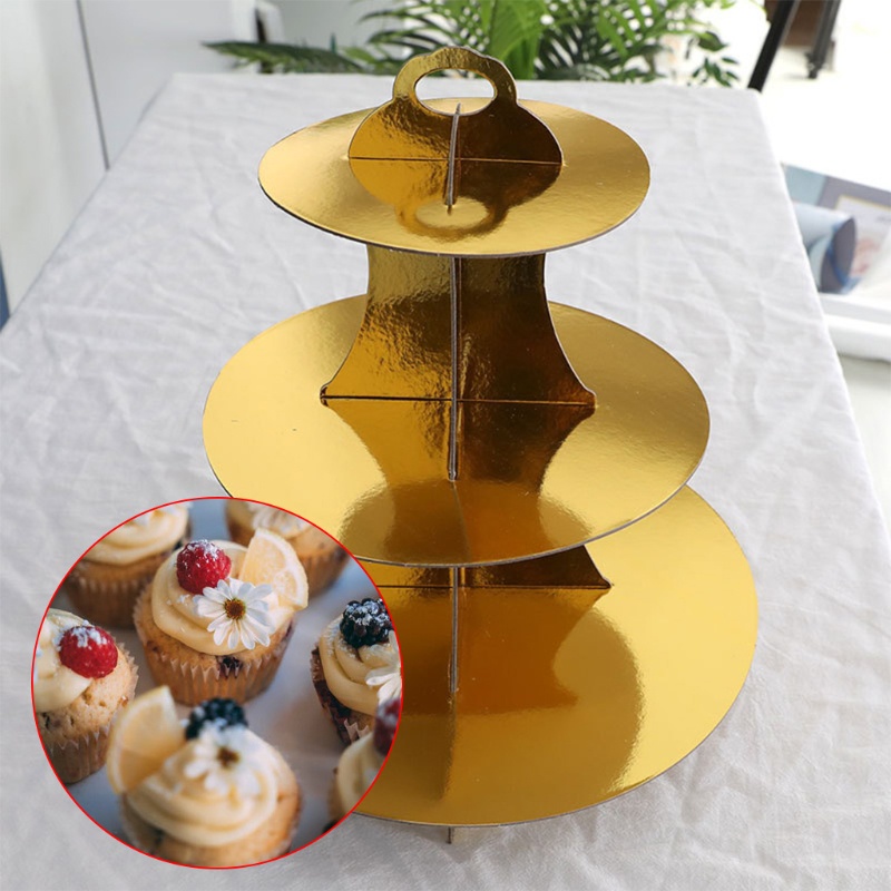 Giá Đỡ Trưng Bày Bánh Ba Tầng Hình Tròn Bằng Giấy Cho Tiệc Cưới