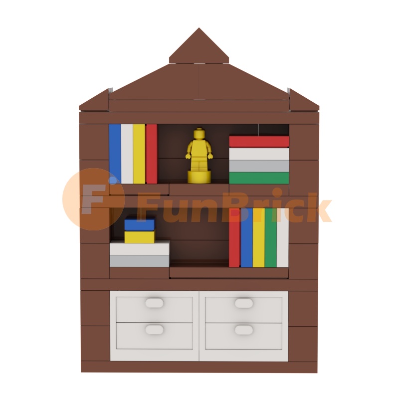 [FunBrick] Đồ Chơi Mô Hình Kệ Sách Để Bàn Tương Thích Với Tòa Nhà Cổ Điển Minifrick Làm Quà Tặng MOC DIY