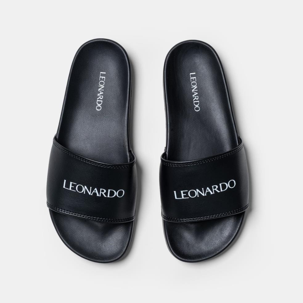 ZO Dép nam nữ quai ngang đế cao su Leo Black Slides thương hiệu Leonardo