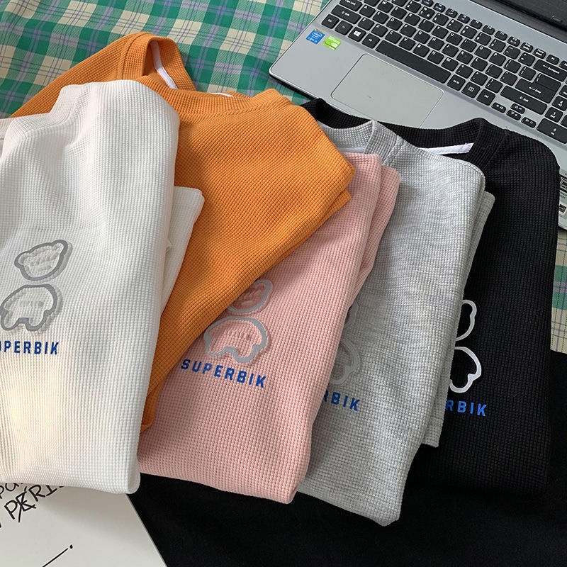 Áo Thun nữ tay ngắn áo phông nữ đẹp form rộng tay lỡ unisex Waffle Dáng Rộng Tay Ngắn In Hình Gấu Ba Chiều Màu Hồng Dễ Phối Đồ Thời Trang Cho Nữ 2022