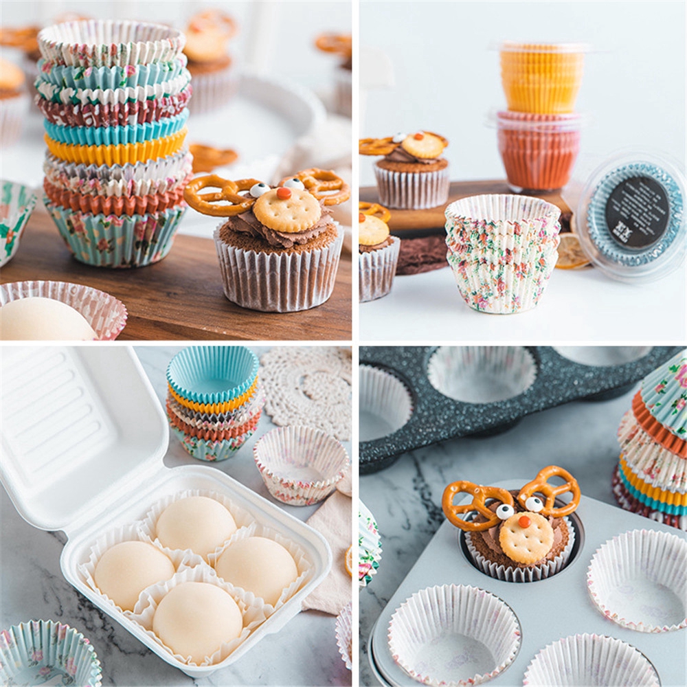 Set 100 Cốc Giấy Dùng Làm Bánh Cupcake In Hình Dễ Thương