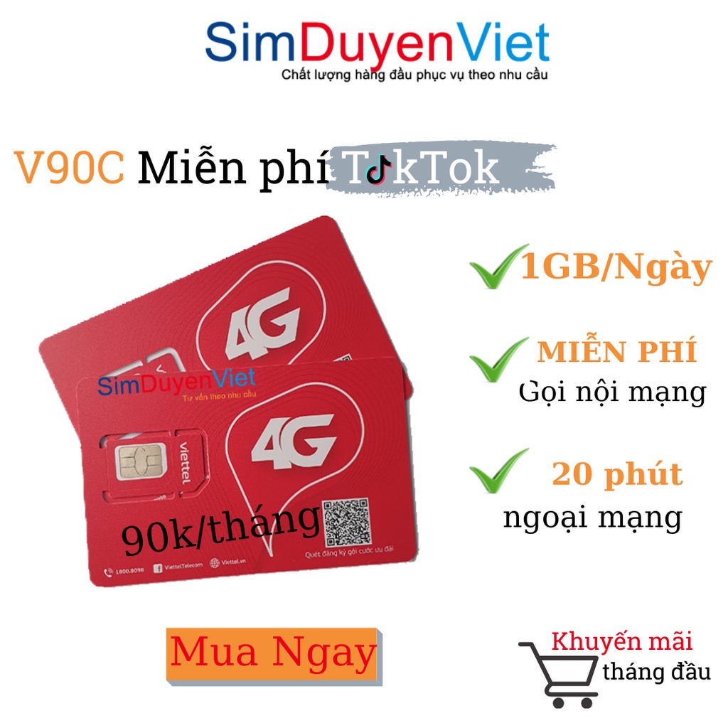 Sim Viettel số đẹp giá rẻ đăng ký được 4GB/Ngày gọi điện miễn phí V120N, V120Z