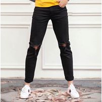 Quần Jean nam trơn, rách, đẹp cao cấp, trẻ trung thời trang, hàng VNXK