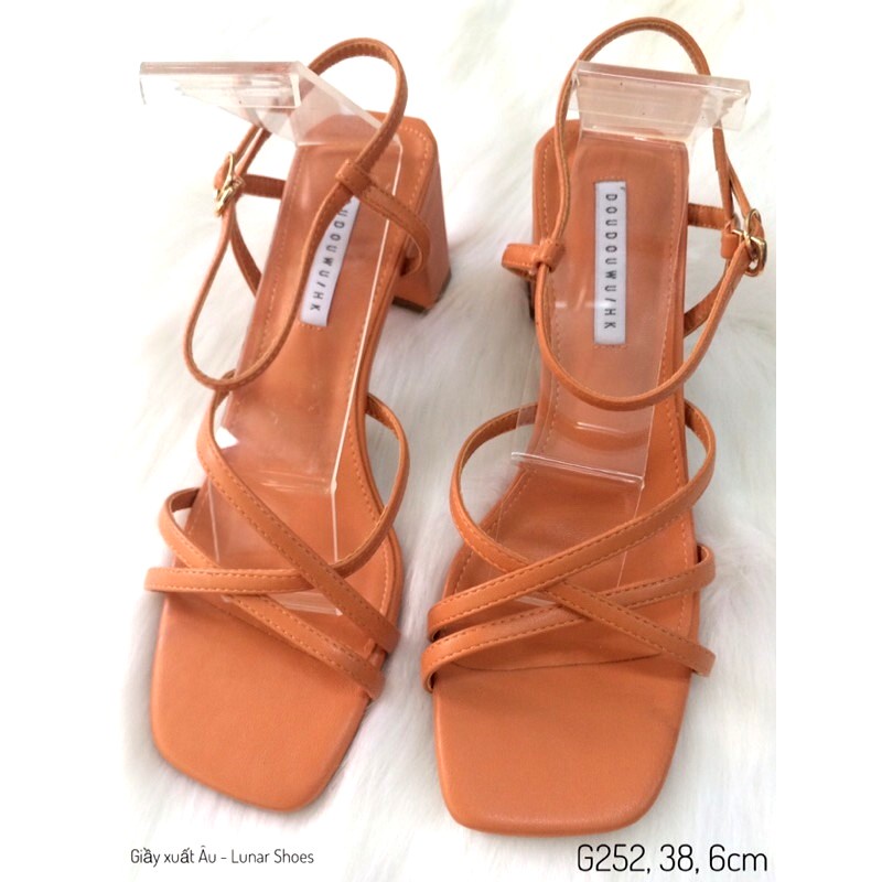 THANH LÝ G252 Giày Sandal Xăng đan nữ quai mảnh đan chéo gót trụ Size 37