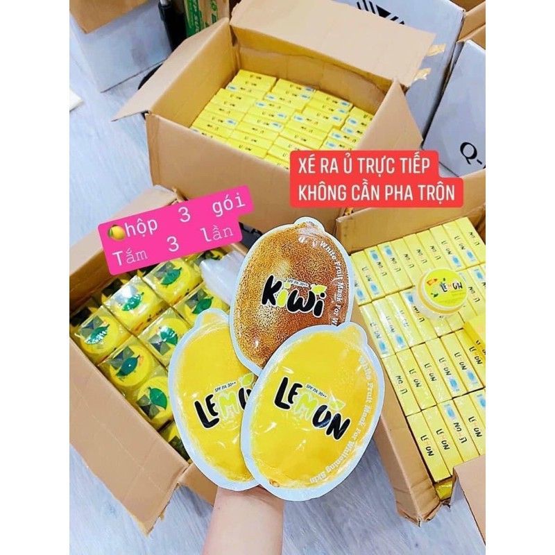 Ủ Trắng LEMON WHITE FRUITS MASK, Tắm Trắng Chanh Lemon Hộp 3goi.