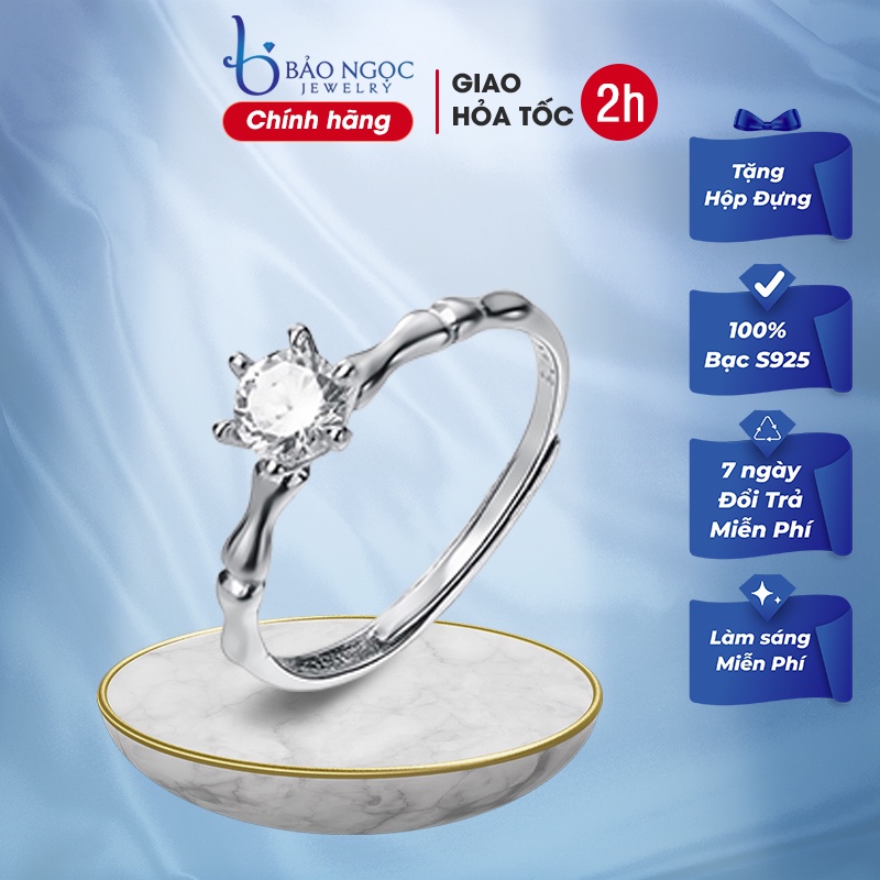 Nhẫn Bạc Nữ ITALY S925 Đính Đá Trắng Sáng Cao Cấp N2499 Bảo Ngọc Jewelry