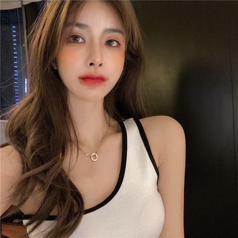 Cocory vn Single shoulder strap irregular hot girl sexy vest Women Fashion Off Shoulder Slim Crop top