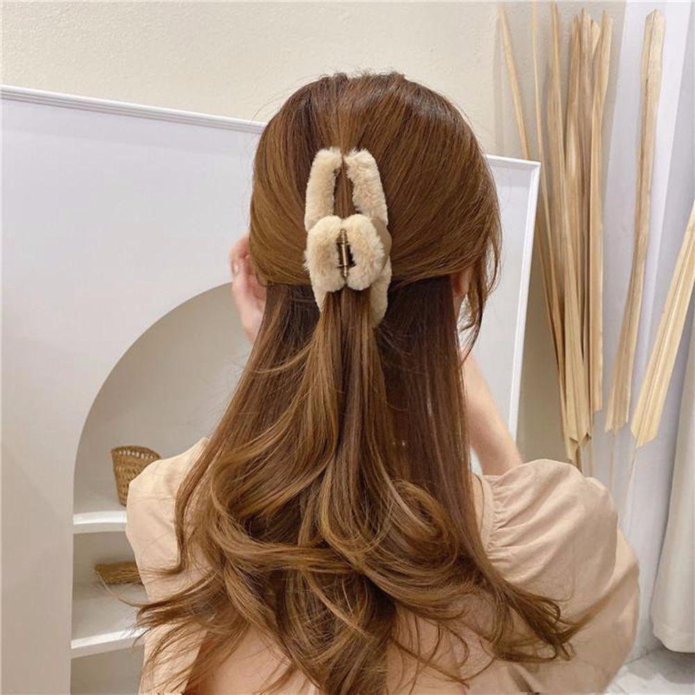 FORBETTER Kẹp Tóc Móng Vuốt Đính Trái Tim Lông Xù Đơn Giản Dễ Phối Đồ Thời Trang Thu Đông