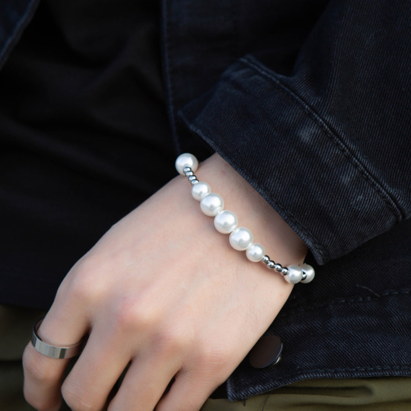 Vòng Tay Đính Hạt Giả Ngọc Trai Phong Cách Hip Hop