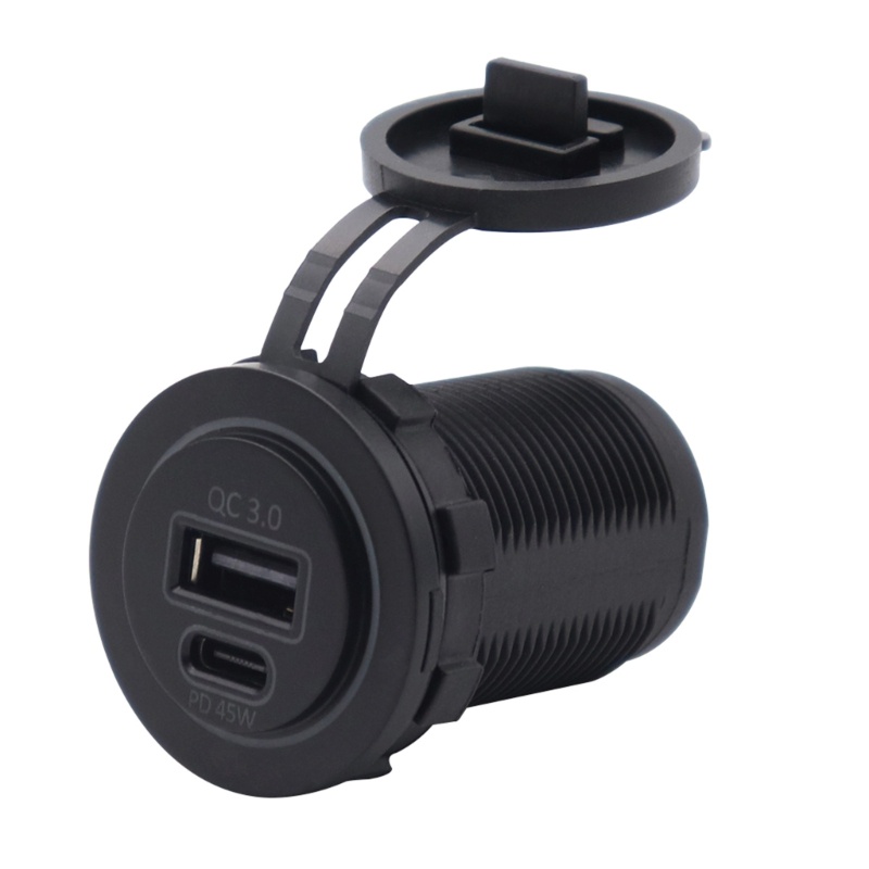 Cốc Sạc Nhanh 12V 24V 45W PD USB C 18W QC3 0 Cổng USB Kép Cho Xe Hơi
