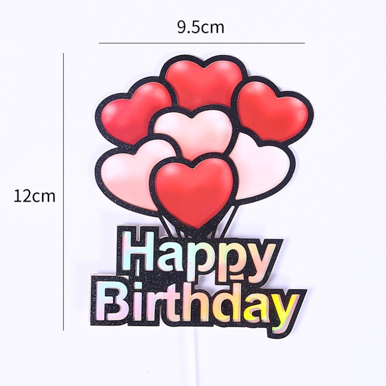 Đồ trang trí bánh kem  Chùm tim love happy birthday