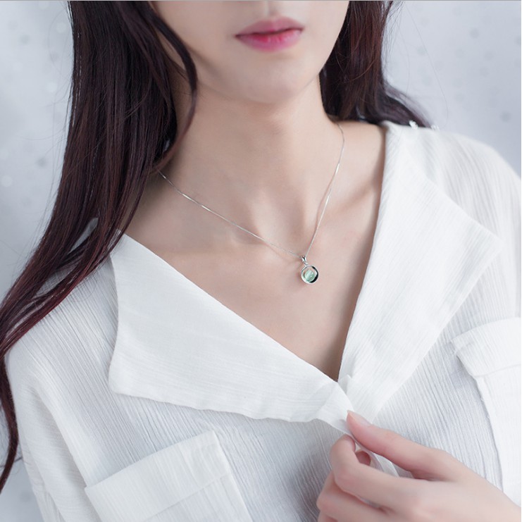 Dây chuyền Nữ Bạc Ý S925 Đá Xanh M1558 - Bảo Ngọc Jewelry