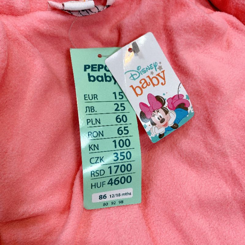 Áo khoác phao Minnie Disney dư xịn cho bé gái 9/12-36m