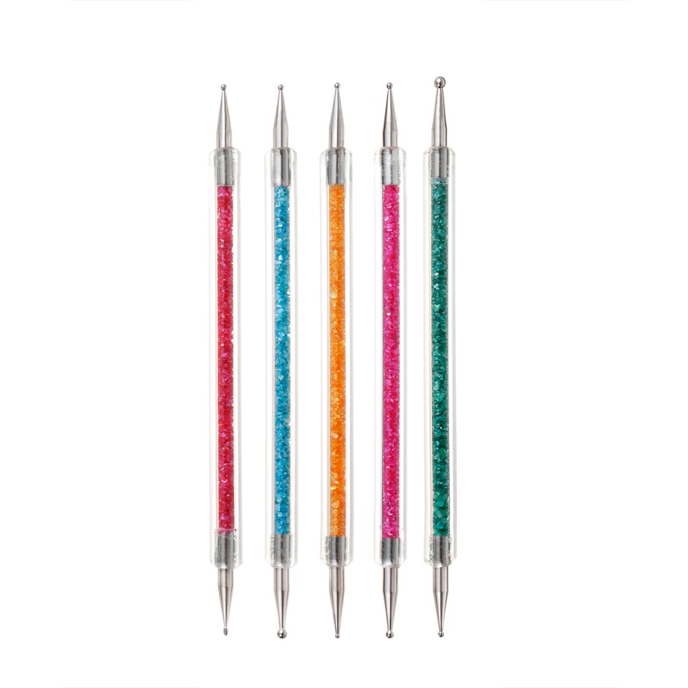 Set 5 cọ Monja thiết kế hai đầu đính đá trang trí móng nghệ thuật DIY